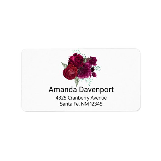 Elegant Magenta Roos Floral Bouquet Etiket (Voorkant)