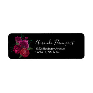 Elegant Magenta Roos Floral Bouquet Etiket