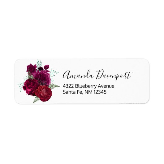 Elegant Magenta Roos Floral Bouquet Etiket (Voorkant)