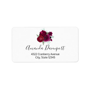Elegant Magenta Roos Floral Bouquet Etiket
