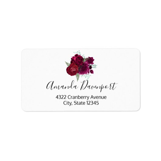 Elegant Magenta Roos Floral Bouquet Etiket (Voorkant)