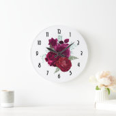 Elegant Magenta Roos Floral Bouquet Grote Klok (Huis)