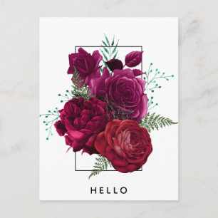 Elegant Magenta Roos Floral Bouquet Hallo Briefkaart
