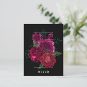 Elegant Magenta Roos Floral Bouquet Hallo Briefkaart (Staand voorkant)