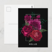 Elegant Magenta Roos Floral Bouquet Hallo Briefkaart (Voorkant / Achterkant)