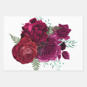 Elegant Magenta Roos Floral Bouquet Inpakpapier Vel (Voorkant)