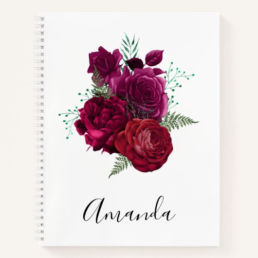 Elegant Magenta Roos Floral Bouquet Notitieboek (Voorkant)