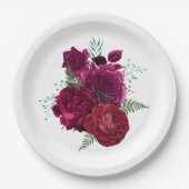 Elegant Magenta Roos Floral Bouquet Papieren Bordje (Voorkant)
