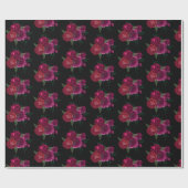 Elegant Magenta Roos Floral Bouquet Pattern Cadeaupapier (Vlak)