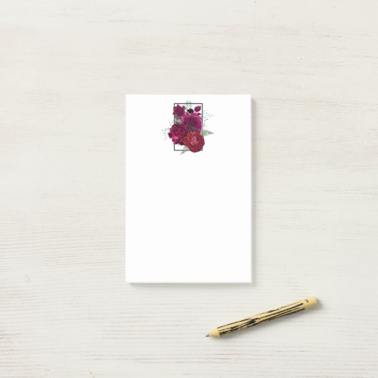 Elegant Magenta Roos Floral Bouquet Post-it® Notes (Op bureau)