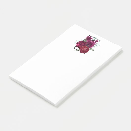 Elegant Magenta Roos Floral Bouquet Post-it® Notes (Schuin)