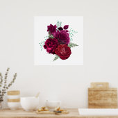 Elegant Magenta Roos Floral Bouquet Poster (Keuken)