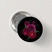Elegant Magenta Roos Floral Bouquet Ronde Button 3,2 Cm (Voorkant /achterkant)