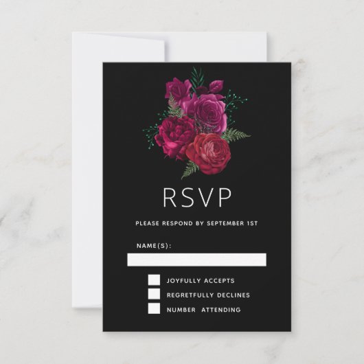 Elegant Magenta Roos Floral Bouquet RSVP Kaartje (Voorkant)