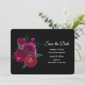Elegant Magenta Roos Floral Bouquet Save The Date (Staand voorkant)