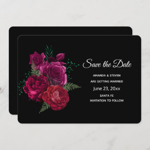 Elegant Magenta Roos Floral Bouquet Save The Date