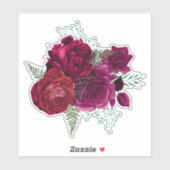 Elegant Magenta Roos Floral Bouquet Sticker (Vel)