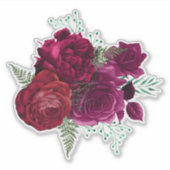 Elegant Magenta Roos Floral Bouquet Sticker (Voorkant)