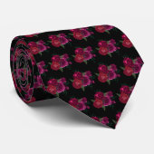 Elegant Magenta Roos Floral Bouquet Stropdas (Opgerold)