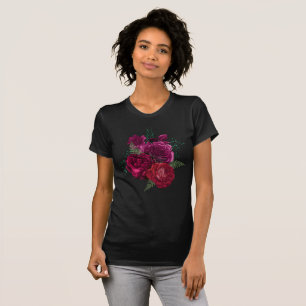 Elegant Magenta Roos Floral Bouquet T-shirt