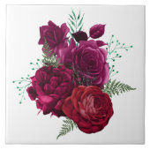 Elegant Magenta Roos Floral Bouquet Tegeltje (Voorkant)