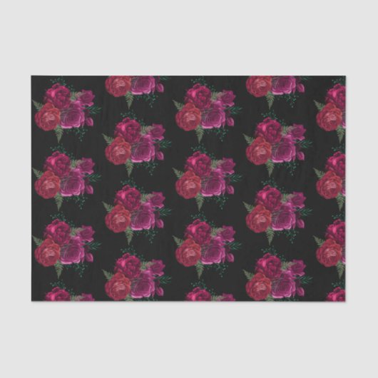 Elegant Magenta Roos Floral Bouquet Tissuepapier (Voorkant)