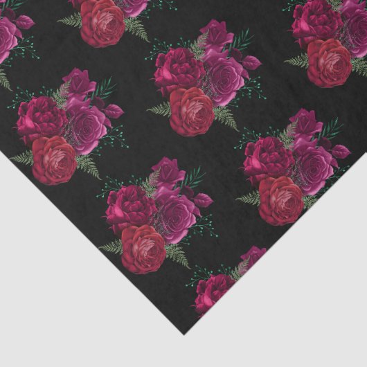Elegant Magenta Roos Floral Bouquet Tissuepapier (Detail)