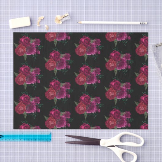 Elegant Magenta Roos Floral Bouquet Tissuepapier (Craft)