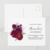Elegant Magenta Roos Floral Bouquet Uitnodiging Briefkaart (Voorkant / Achterkant)