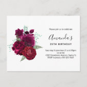 Elegant Magenta Roos Floral Bouquet Uitnodiging Briefkaart (Voorkant)