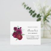 Elegant Magenta Roos Floral Bouquet Uitnodiging Briefkaart (Staand voorkant)