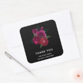 Elegant Magenta Roos Floral Bouquet Vierkante Sticker (Envelop)