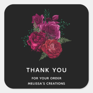 Elegant Magenta Roos Floral Bouquet Vierkante Sticker