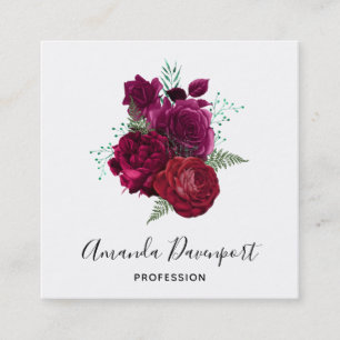 Elegant Magenta Roos Floral Bouquet Vierkante Visitekaartje