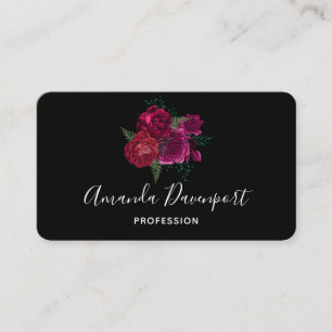 Elegant Magenta Roos Floral Bouquet Visitekaartje
