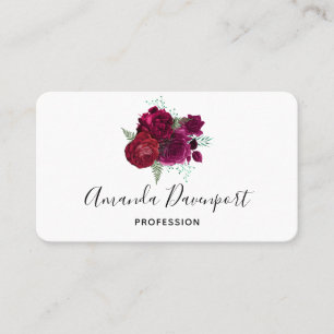 Elegant Magenta Roos Floral Bouquet Visitekaartje