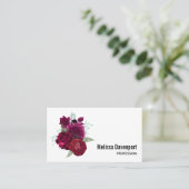 Elegant Magenta Roos Floral Bouquet Visitekaartje (Staand voorkant)