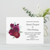 Elegant Magenta Roos Floral Bouquet Wedding Kaart (Staand voorkant)
