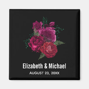 Elegant Magenta Roos Floral Bouquet Wedding Magneet