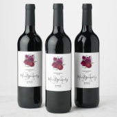 Elegant Magenta Roos Floral Bouquet Wine Making Wijn Etiket (Flessen)