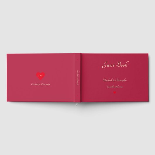 Elegant Magenta Roos Gold Weddings Jubileum Gastenboek (Volledig)