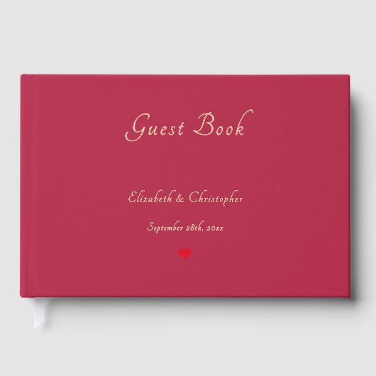Elegant Magenta Roos Gold Weddings Jubileum Gastenboek (Voorkant)