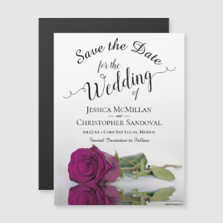 Elegant Magenta Roos Wedding sparen de Magnet van 