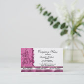 Elegant magenta roze borduurVisitekaartjes Visitekaartje (Staand voorkant)