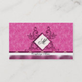 Elegant magenta roze borduurVisitekaartjes Visitekaartje (Achterkant)