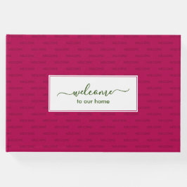 Elegant magenta roze douane WELKOM AAN ONS HUIS Gastenboek