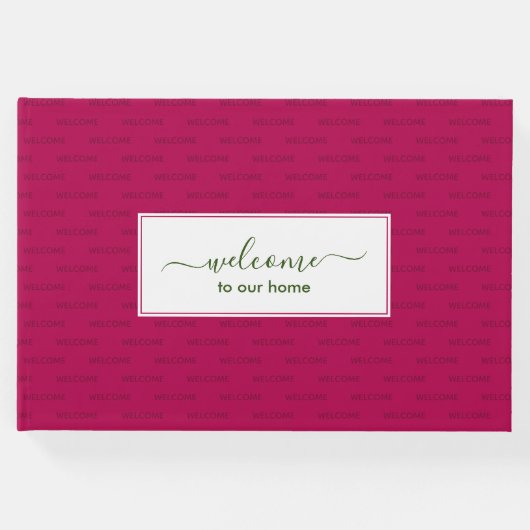 Elegant magenta roze douane WELKOM AAN ONS HUIS Gastenboek (Voorkant)