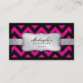 Elegant Magenta roze en Black Chevron Pattern Visitekaartje