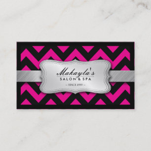 Elegant Magenta roze en Black Chevron Pattern Visitekaartje