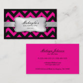 Elegant Magenta roze en Black Chevron Pattern Visitekaartje (Voorkant / Achterkant)